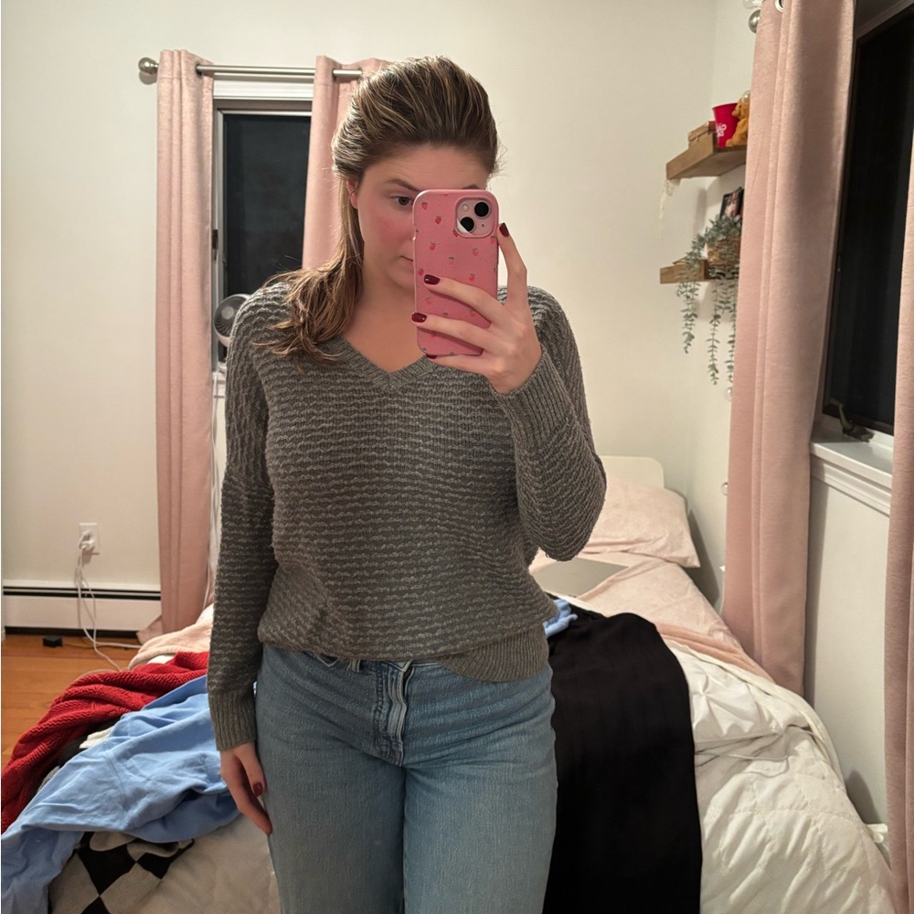Gray V-Neck Sweater